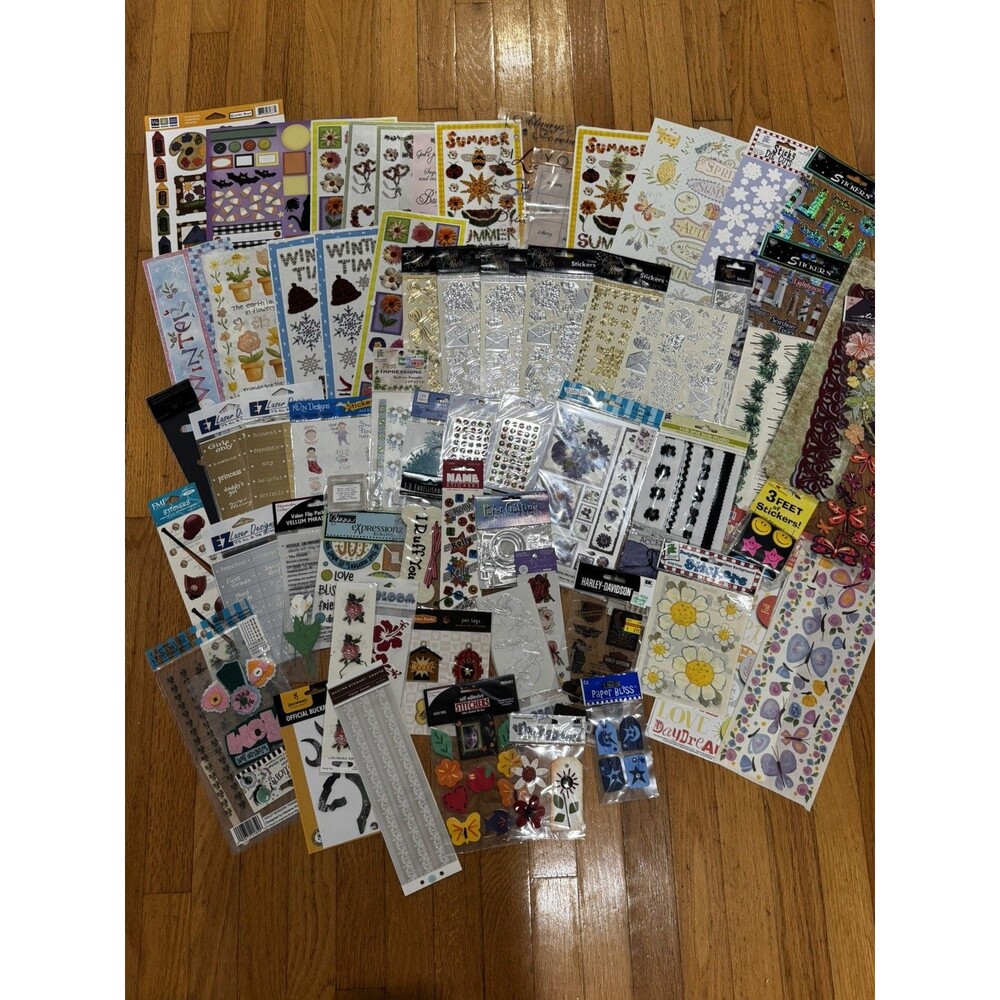 Huge Lot Of vintage Stickers Sealed and used Scrapbook supplies Crafts Borders